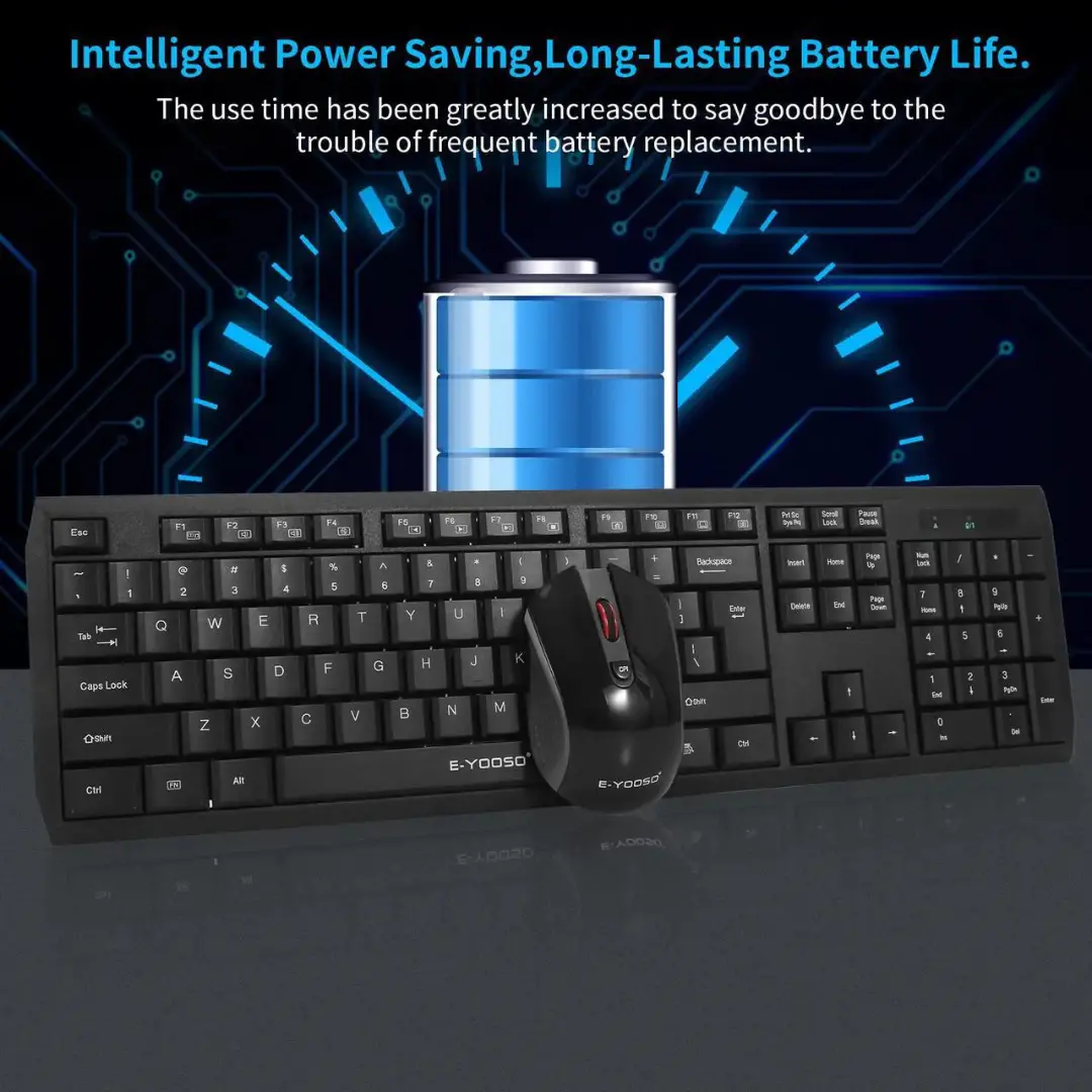 E-YOOSO E-710 Wireless 2.4GHz Keyboard and Mouse Combo (Black) (White) - Image 4