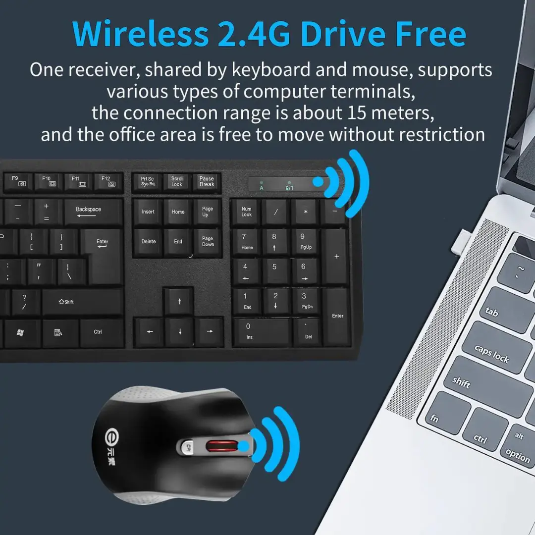 E-YOOSO E-710 Wireless 2.4GHz Keyboard and Mouse Combo (Black) (White) - Image 9