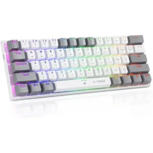 E-YOOSO Z-11 Gaming Keyboard with Red Switches, RGB LED Backlit, 61 Keys Mini Portable Gaming Keyboard (White Grey)