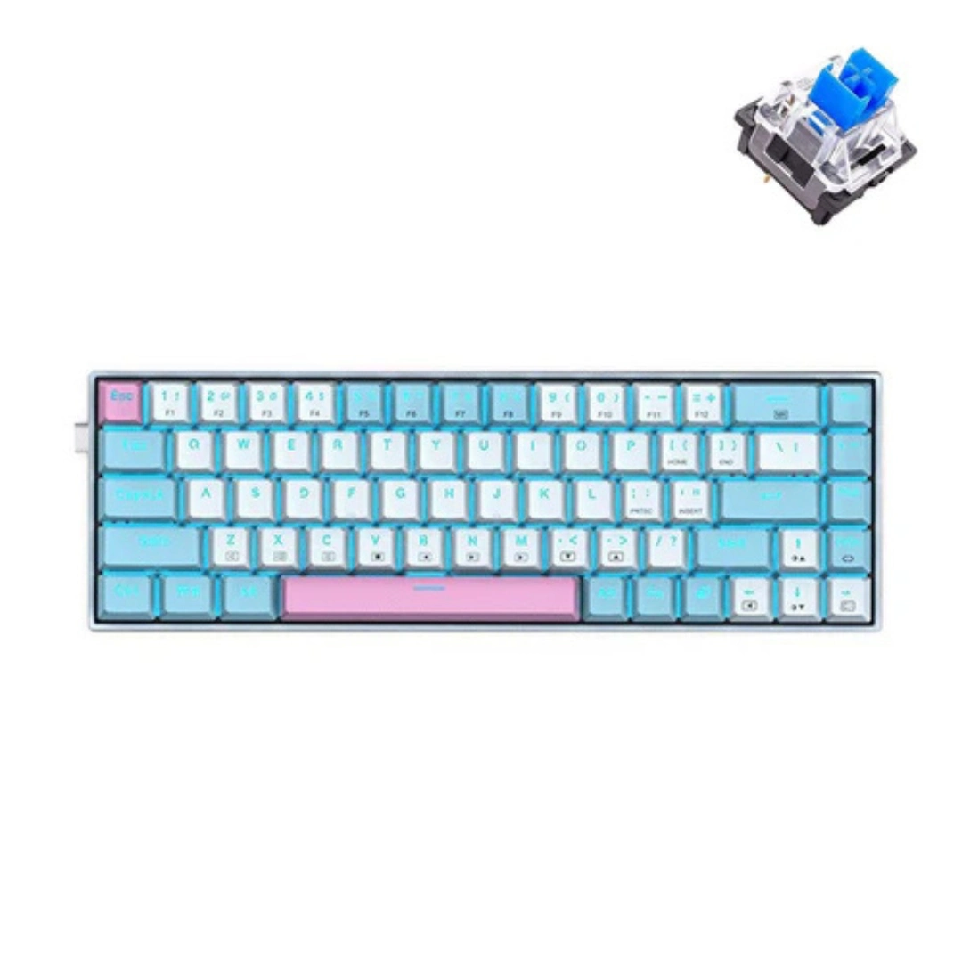 E-YOOSO Z-686 Single Light 68 Keys Hot Swappable Mechanical Keyboard White/Blue - Image 9