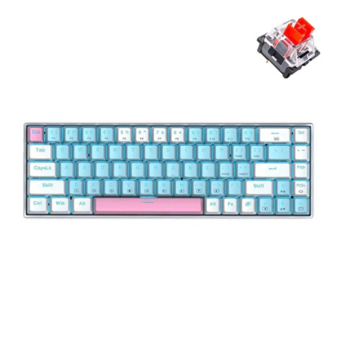 E-YOOSO Z-686 Single Light 68 Keys Hot Swappable Mechanical Keyboard White/Blue - Image 10