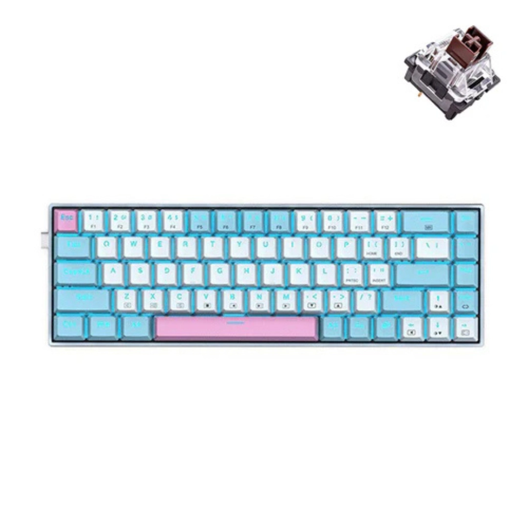 E-YOOSO Z-686 Single Light 68 Keys Hot Swappable Mechanical Keyboard White/Blue - Image 12