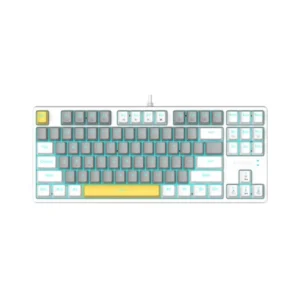 E-YOOSO Z-87 Yellow Single Light 87 Keys Wired Mechanical Keyboard White/Grey