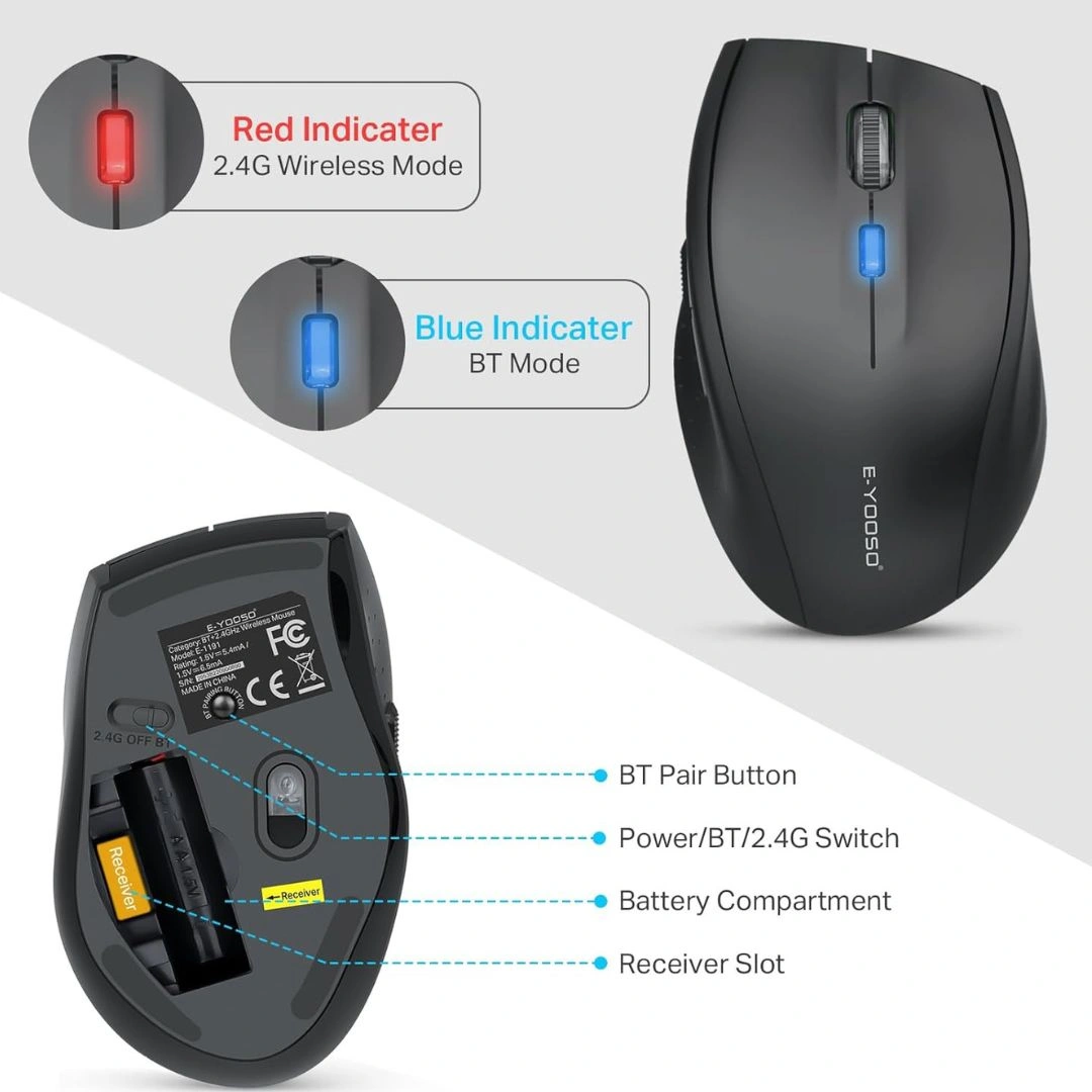 E-YOOSO E-1191 Bluetooth Mouse with Adjustable DPI - Image 3