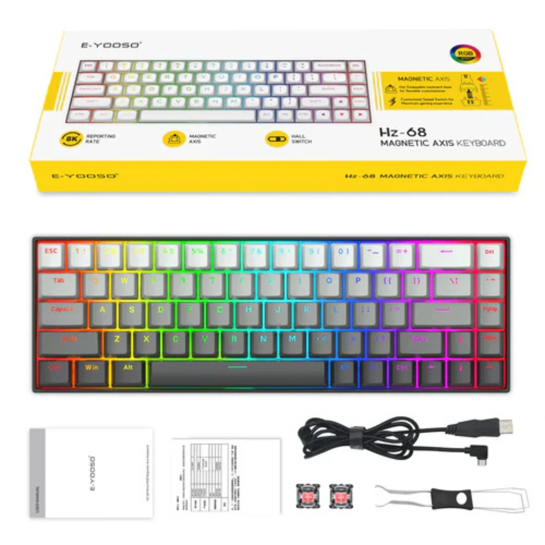 E-YOOSO HZ-68 RGB 68-Keys Hot-Swappable Mechanical Keyboard Gradient Grey - Image 2