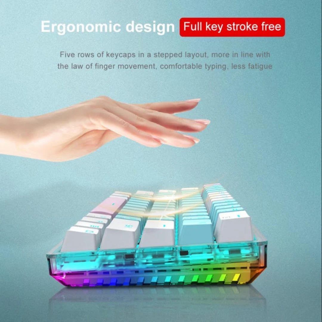 E-YOOSO Z-11T Single Light With RGB Side Light 61 Keys Mechanical Keyboard White/Blue - Image 10