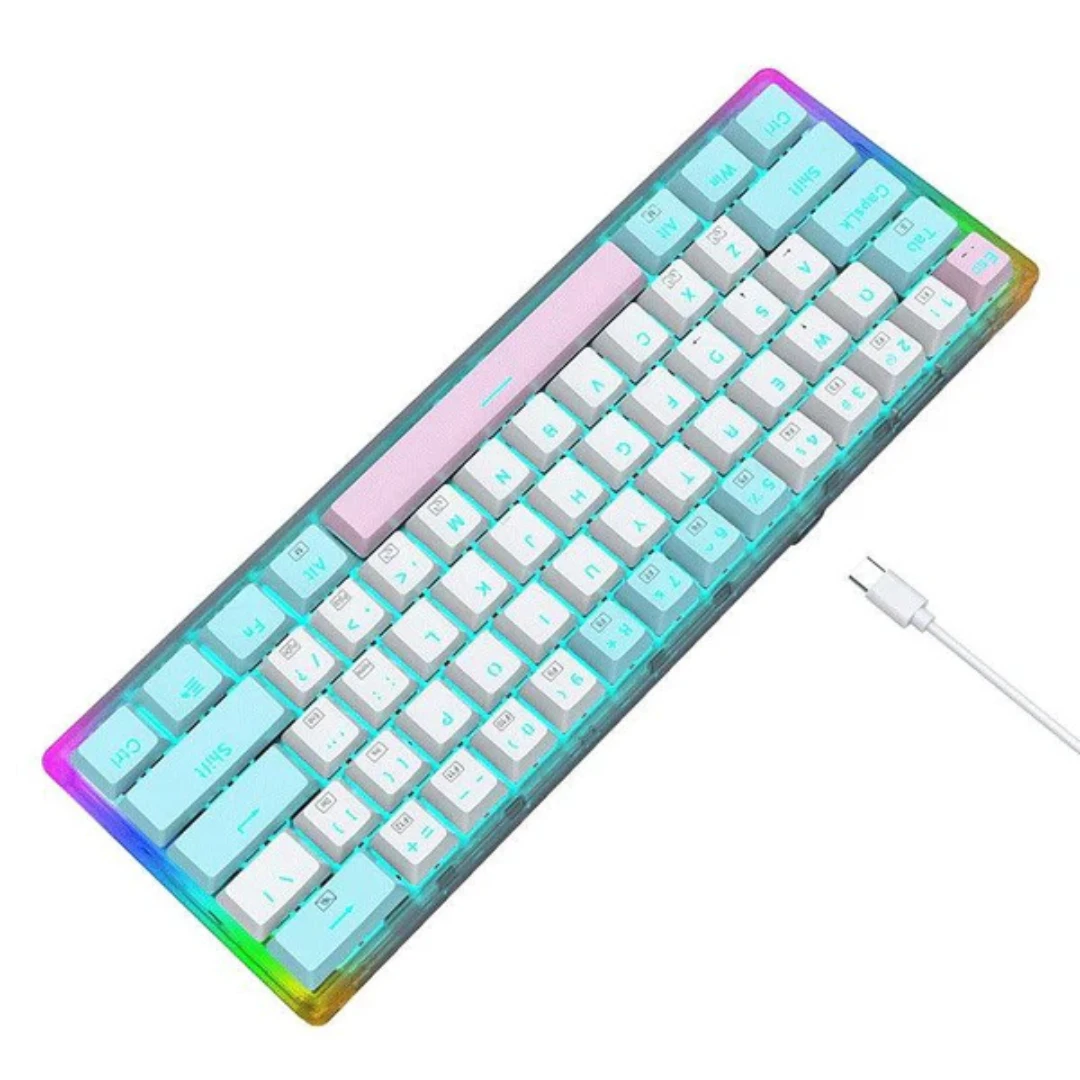 E-YOOSO Z-11T Single Light With RGB Side Light 61 Keys Mechanical Keyboard White/Blue - Image 6