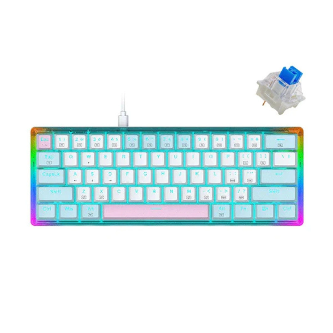E-YOOSO Z-11T Single Light With RGB Side Light 61 Keys Mechanical Keyboard White/Blue - Image 7