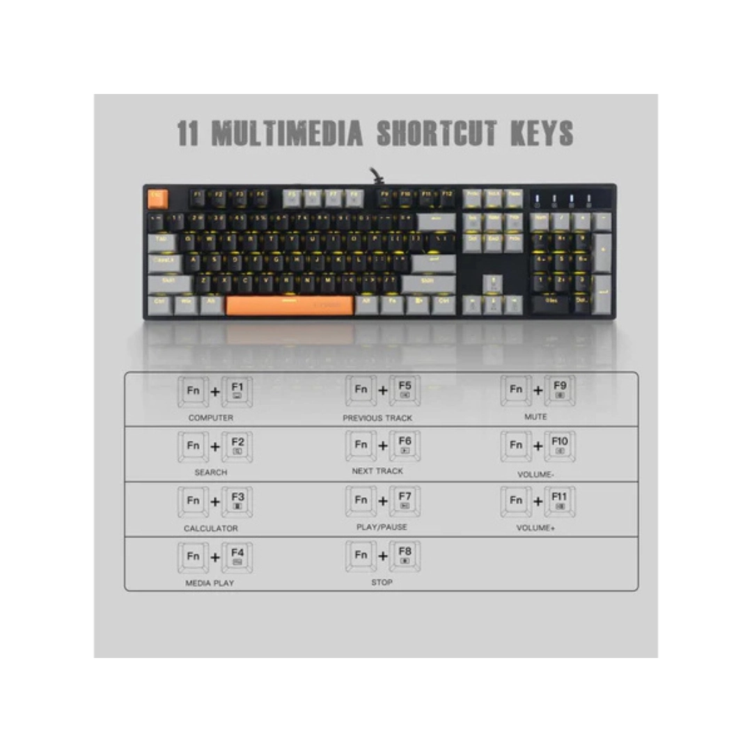 E-Yooso Z-14 Single Light 104 Keys Mechanical Keyboard Grey/Black - Image 6