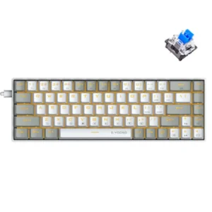 E-YOOSO Z-686 Yellow Single Light 68 Keys Hot-Swappable Wired Mechanical Keyboard Grey/White