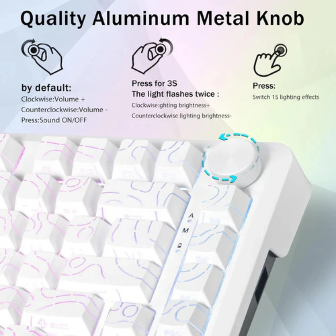 E-YOOSO Z-82 RGB 81-Keys Tri-Mode Mechanical Keyboard White (Silverwood Switch) - Image 4