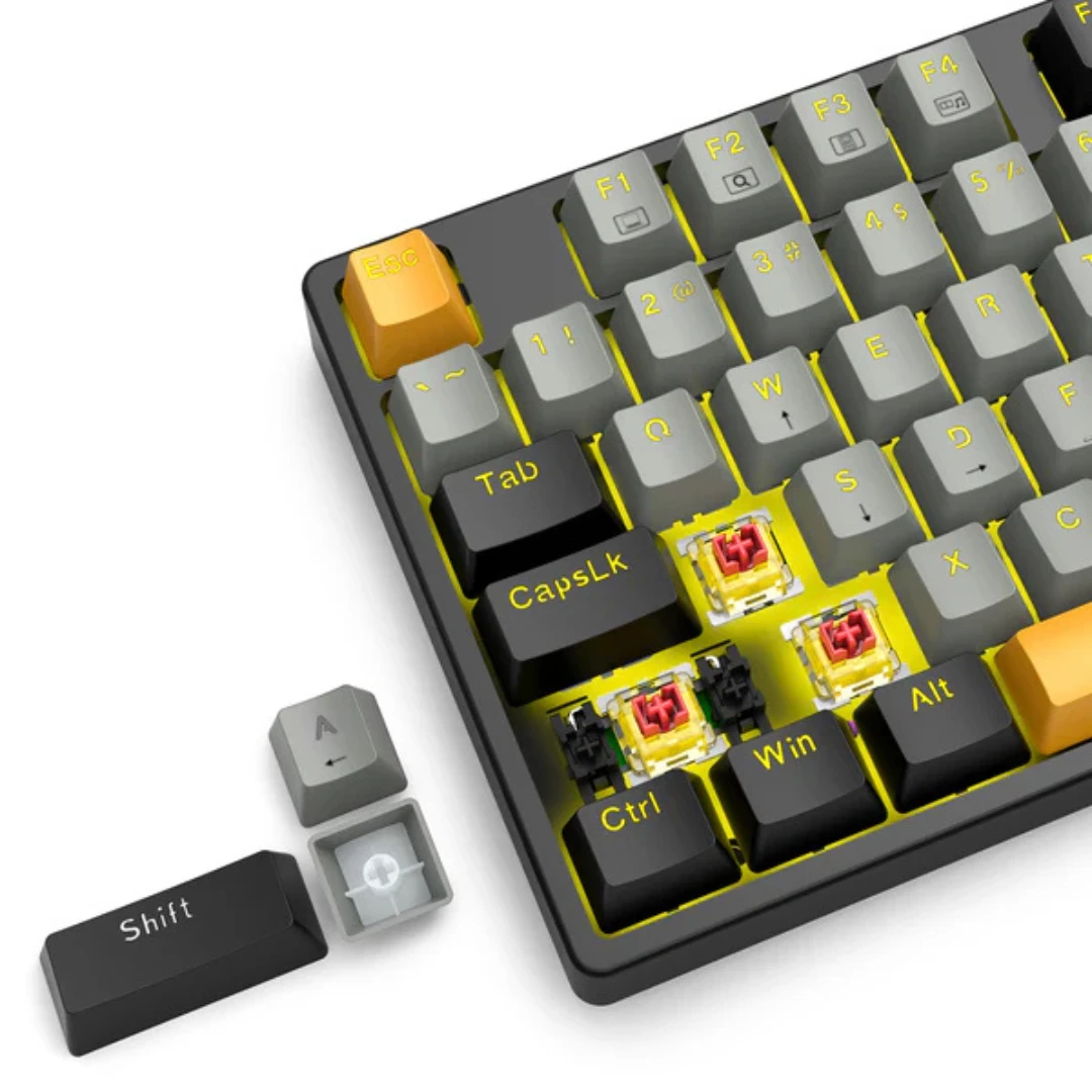 E-Yooso Z-87 Yellow Single Light 87 Keys Wired Mechanical Keyboard Grey/Black/Orange - Image 5