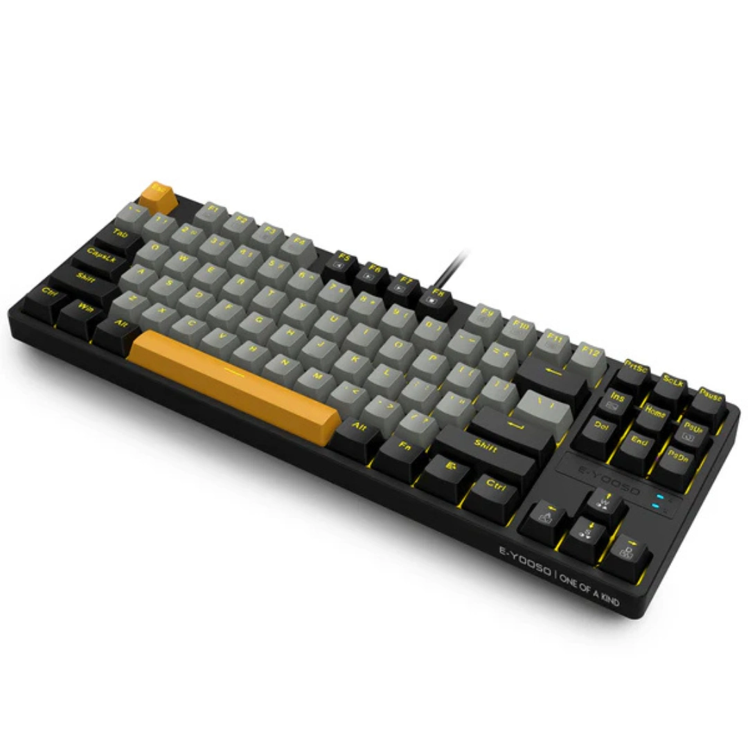 E-Yooso Z-87 Yellow Single Light 87 Keys Wired Mechanical Keyboard Grey/Black/Orange - Image 6