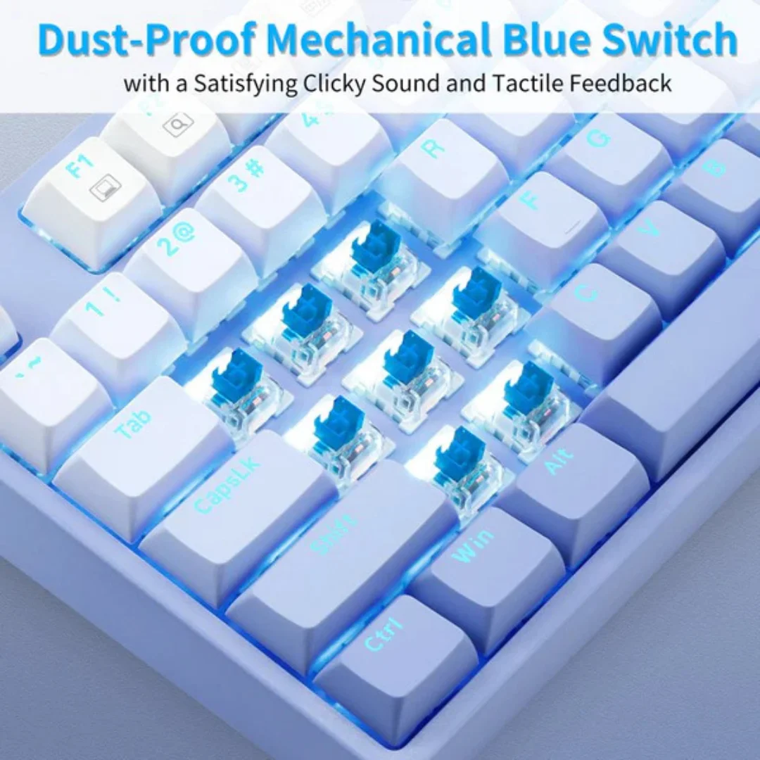 E-Yooso Z-87 Ice Blue Single Light 87 Keys Wired Mechanical Keyboard Blue/White - Image 9