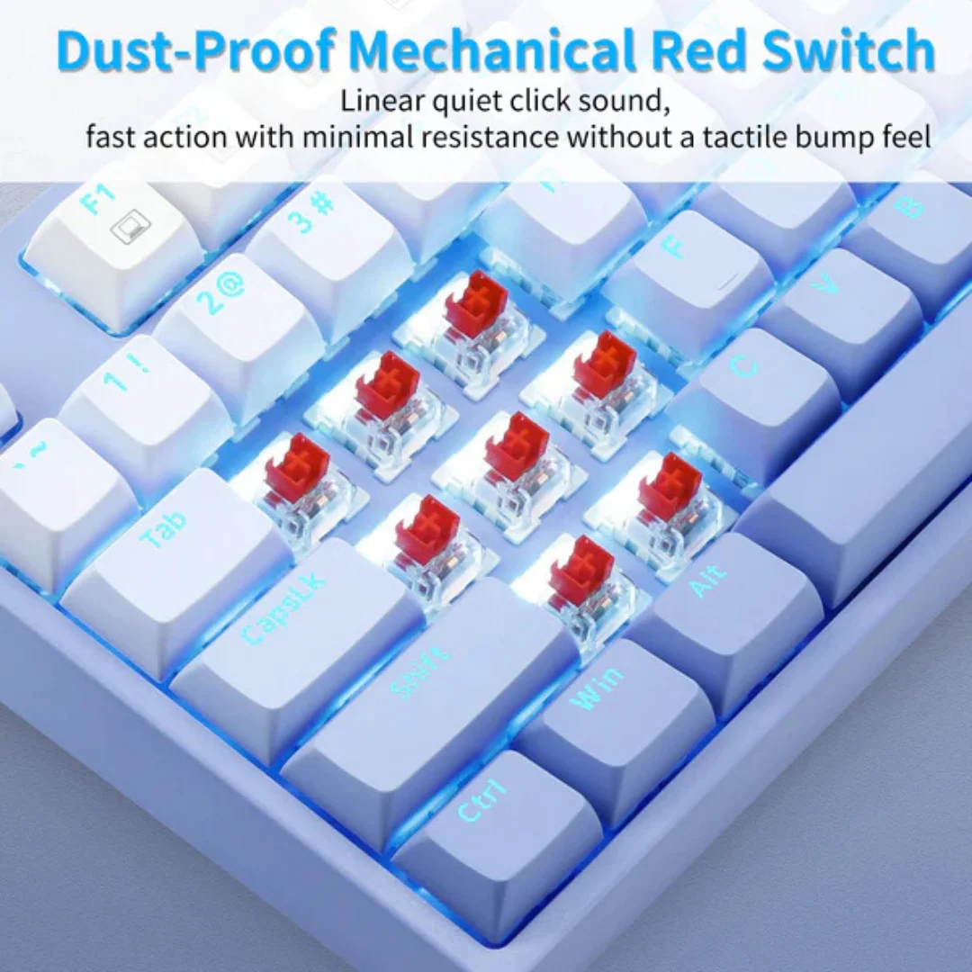 E-Yooso Z-87 Ice Blue Single Light 87 Keys Wired Mechanical Keyboard Blue/White - Image 2