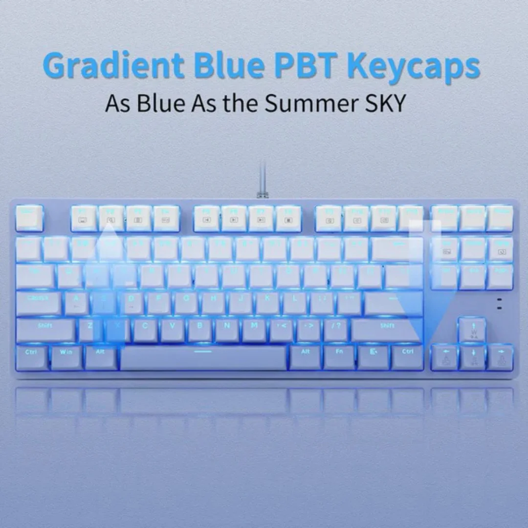 E-Yooso Z-87 Ice Blue Single Light 87 Keys Wired Mechanical Keyboard Blue/White - Image 4