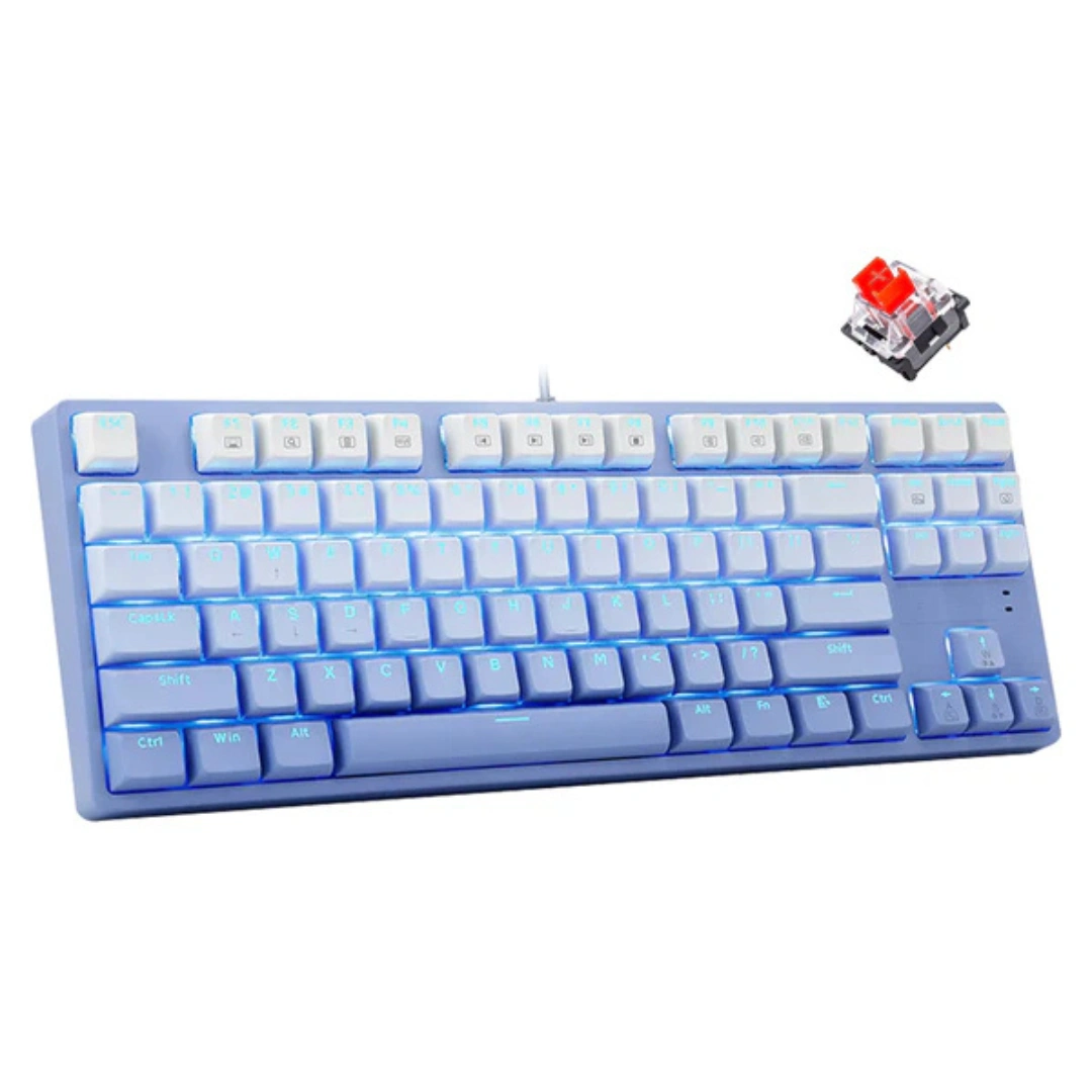 E-Yooso Z-87 Ice Blue Single Light 87 Keys Wired Mechanical Keyboard Blue/White - Image 3