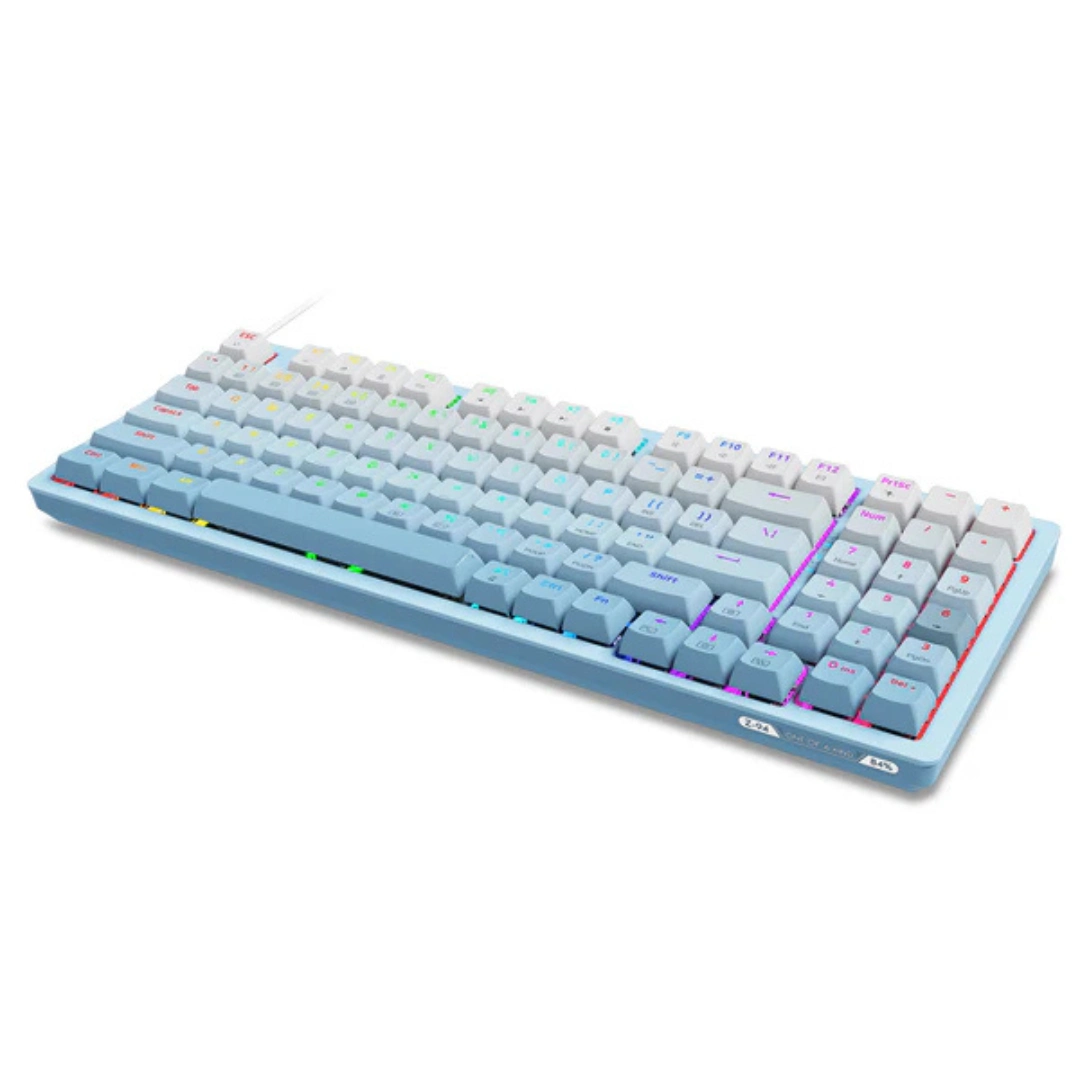 E-Yooso Z-94 Tri-Mode RGB 94-Keys Hot-Swappable Mechanical Keyboard White/Blue - Image 7