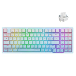 E-Yooso Z-94 Tri-Mode RGB 94-Keys Hot-Swappable Mechanical Keyboard White/Blue
