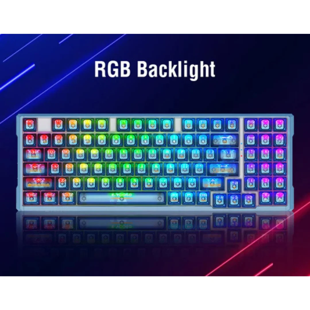 E-YOOSO Z-94J Tri-Mode RGB 94-Keys Hot-Swappable Mechanical Keyboard Crystal Blue - Image 8