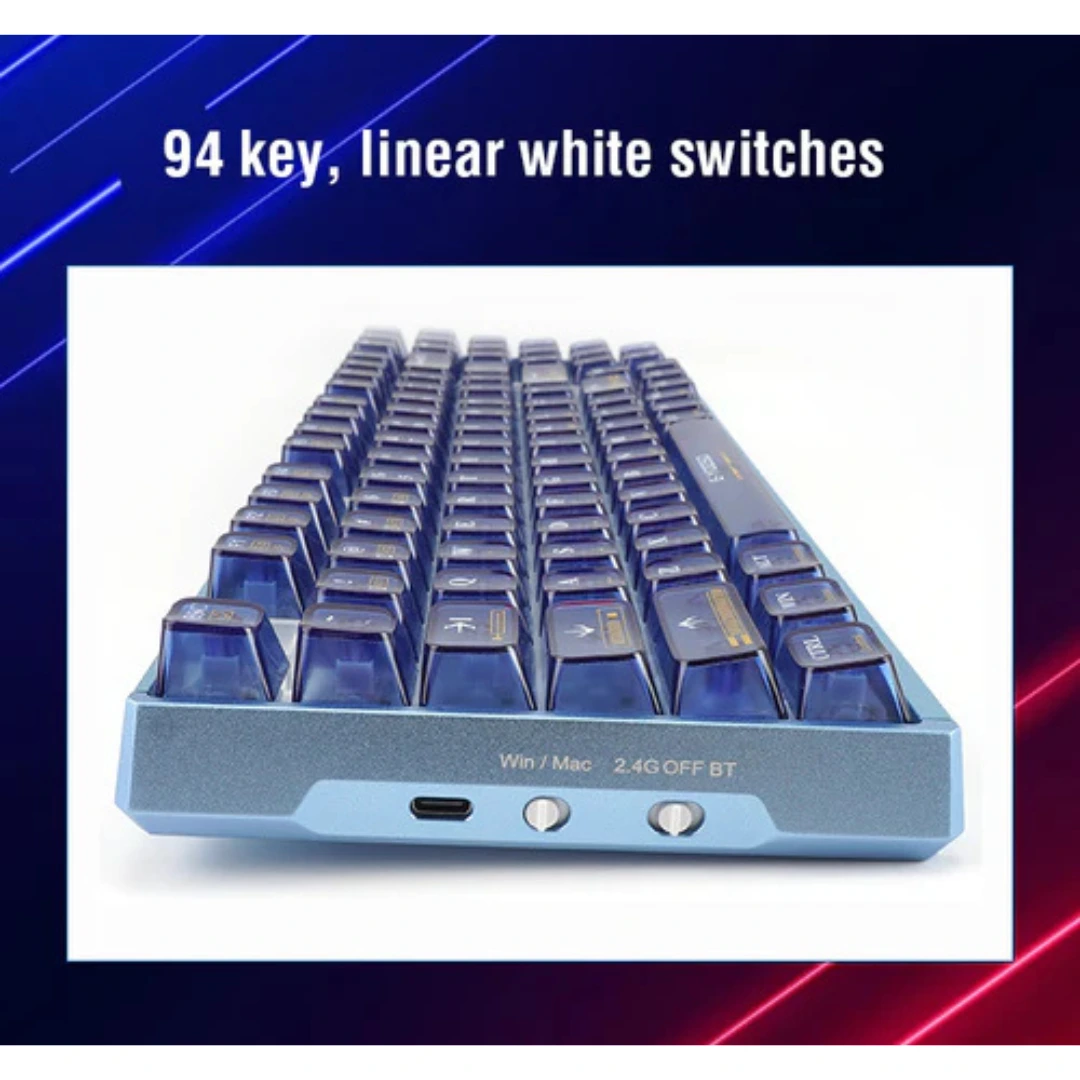 E-YOOSO Z-94J Tri-Mode RGB 94-Keys Hot-Swappable Mechanical Keyboard Crystal Blue - Image 7