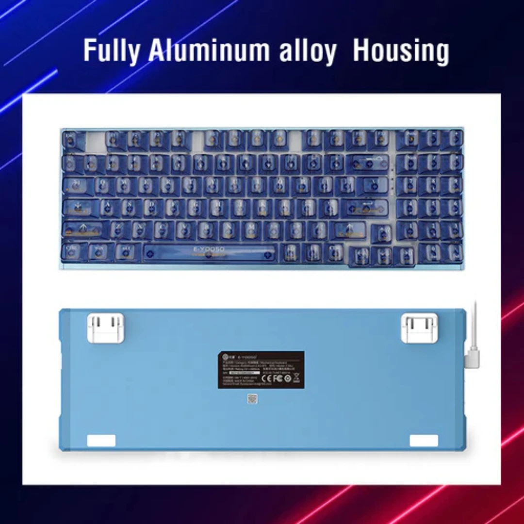 E-YOOSO Z-94J Tri-Mode RGB 94-Keys Hot-Swappable Mechanical Keyboard Crystal Blue - Image 6