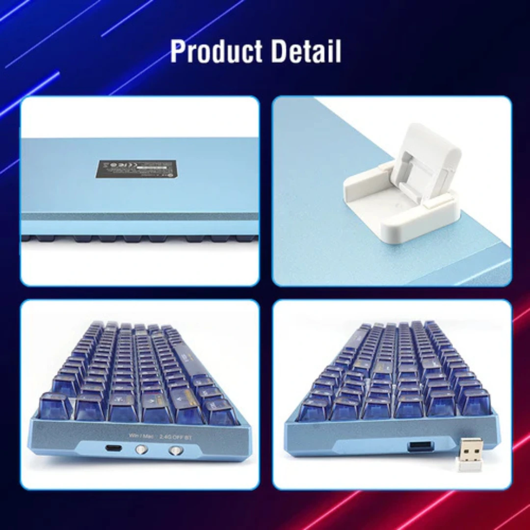 E-YOOSO Z-94J Tri-Mode RGB 94-Keys Hot-Swappable Mechanical Keyboard Crystal Blue - Image 5