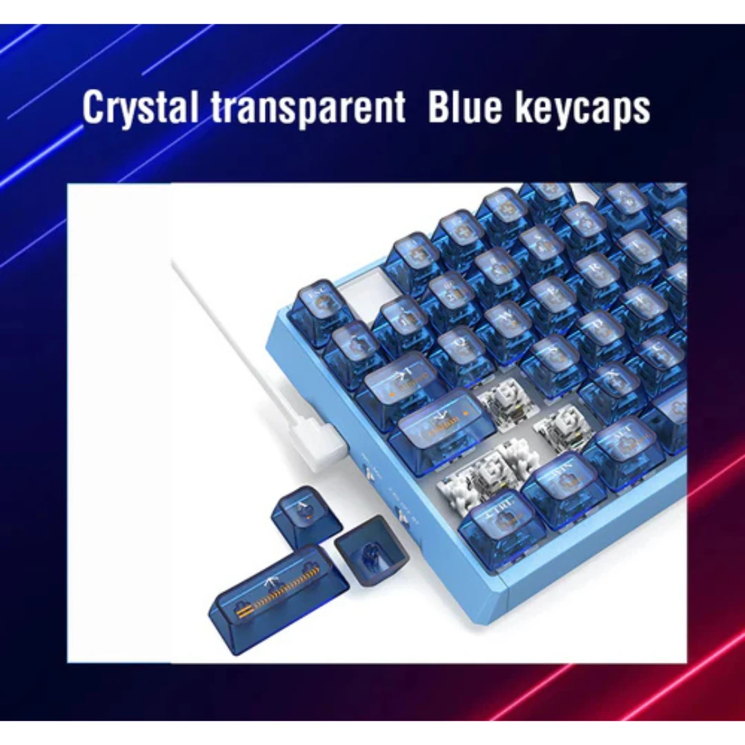 E-YOOSO Z-94J Tri-Mode RGB 94-Keys Hot-Swappable Mechanical Keyboard Crystal Blue - Image 4
