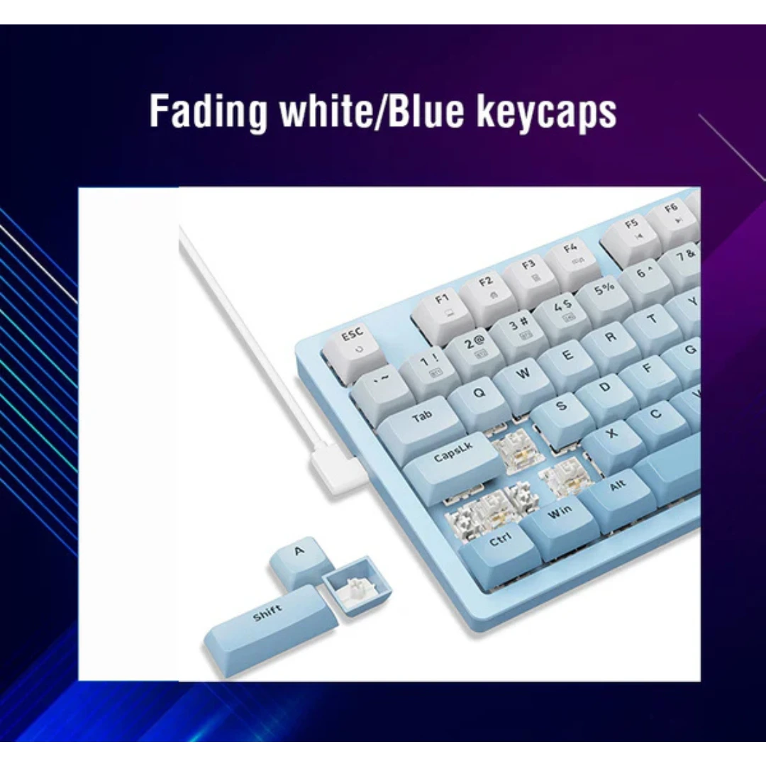 E-Yooso Z-94J Tri-Mode RGB 94-Keys Hot-Swappable Mechanical Keyboard White/Blue - Image 6
