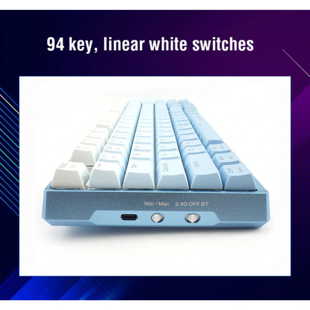 E-Yooso Z-94J Tri-Mode RGB 94-Keys Hot-Swappable Mechanical Keyboard White/Blue - Image 2