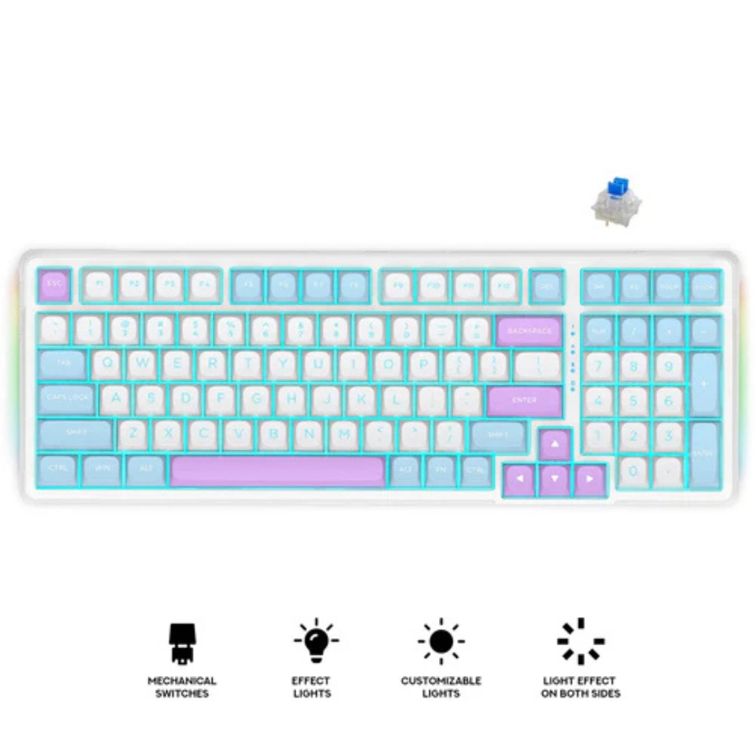 E-YOOSO Z-99 RGB 99-Keys Tri-Mode Mechanical Keyboard White/Blue/Purple - Image 7