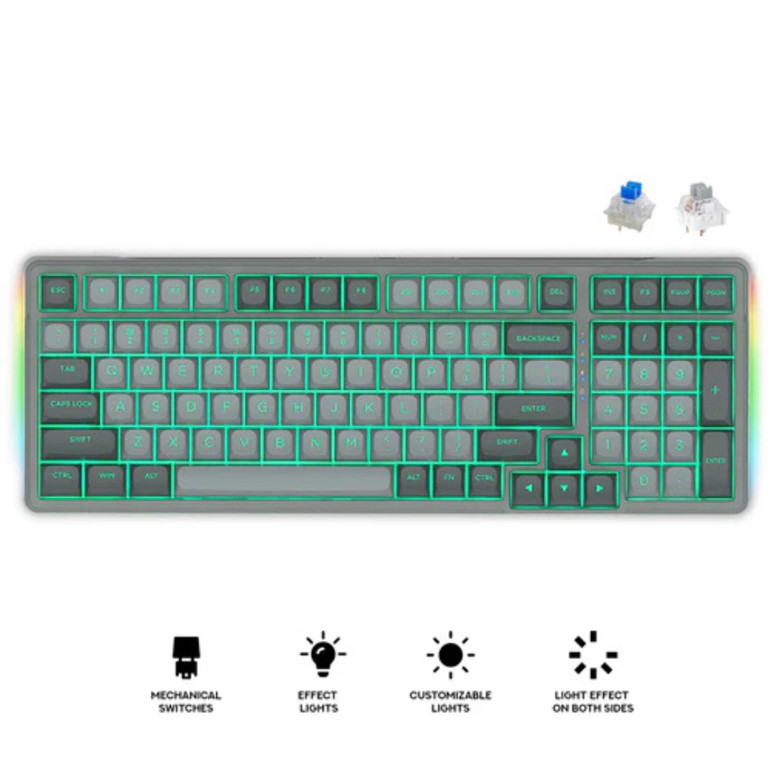 E-YOOSO Z-99 99-Key Mechanical Keyboard Monochrome White/Blue/Purple & Dark/Light Gray - Image 8