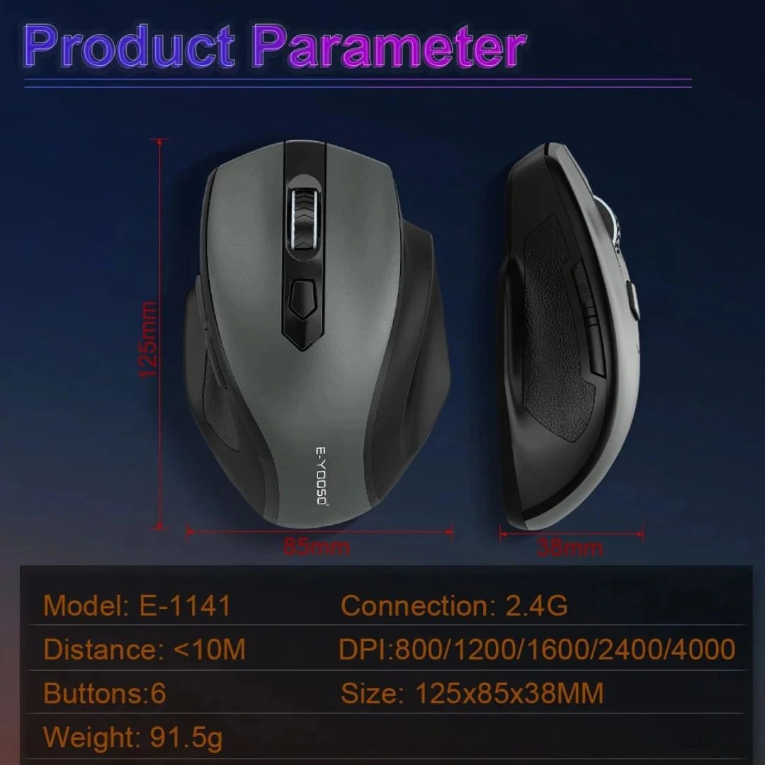 E-YOOSO E1141 Wireless Mouse with DPI Control & Sleep Mode - Image 6