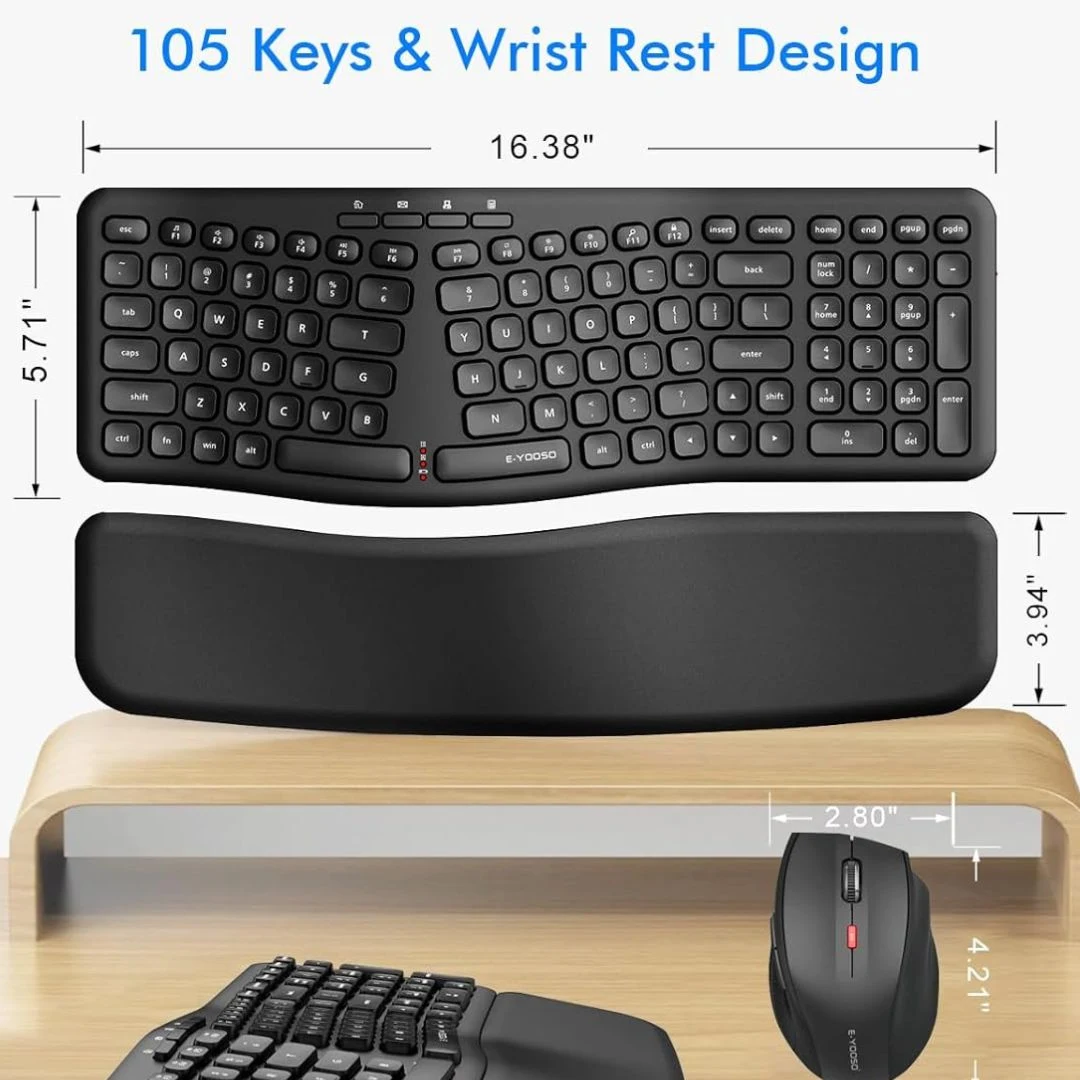 E-YOOSO E-757 Wireless Ergonomic Keyboard & Mouse Combo - Image 8