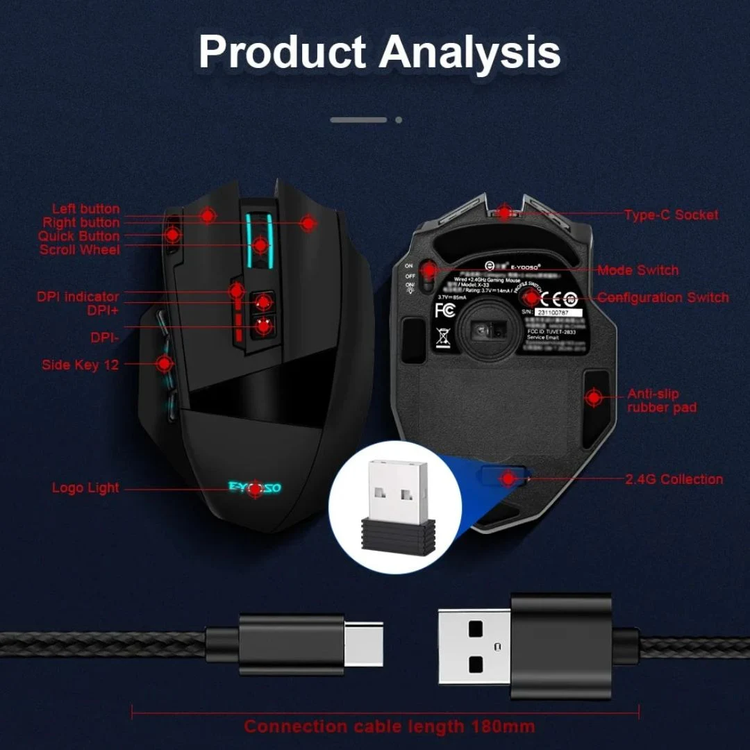 X-33 RGB Wireless Gaming Mouse with 16000 DPI Precision - Image 6