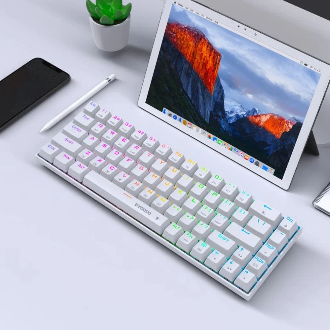 E-Yooso Z-686 Tri-Mode RGB 68 Keys Hot Swappable Mechanical Keyboard White - Image 6