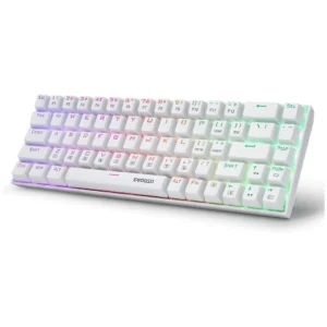 E-YOOSO Z-686 68-Key Mini Keyboard Blue Switch White Monochrome Wired