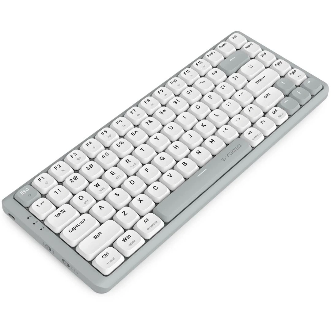E-YOOSO Z-84 Tri-Mode 84-Keys Mechanical Keyboard White/Grey - Image 3