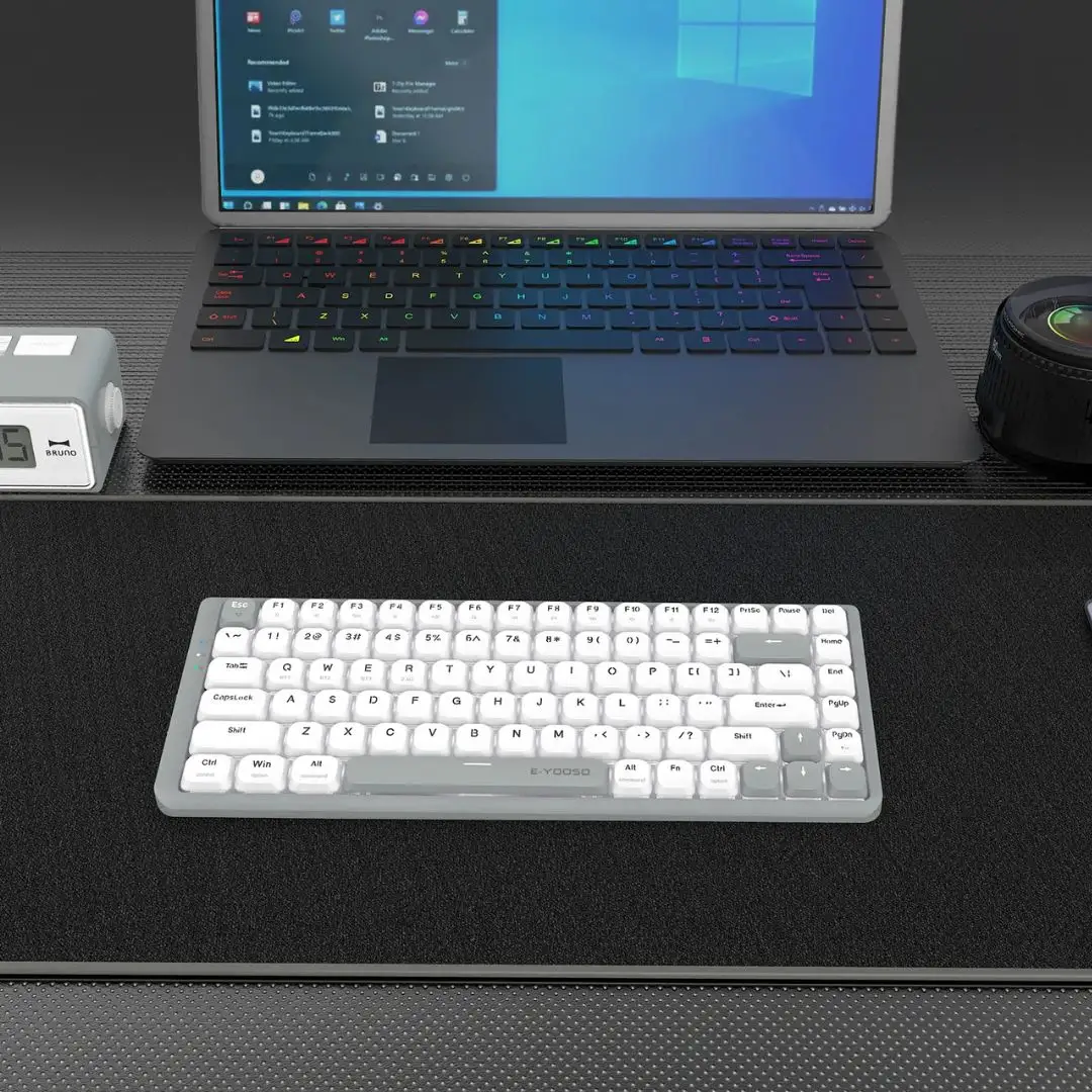 E-YOOSO Z-84 Tri-Mode 84-Keys Mechanical Keyboard White/Grey - Image 4