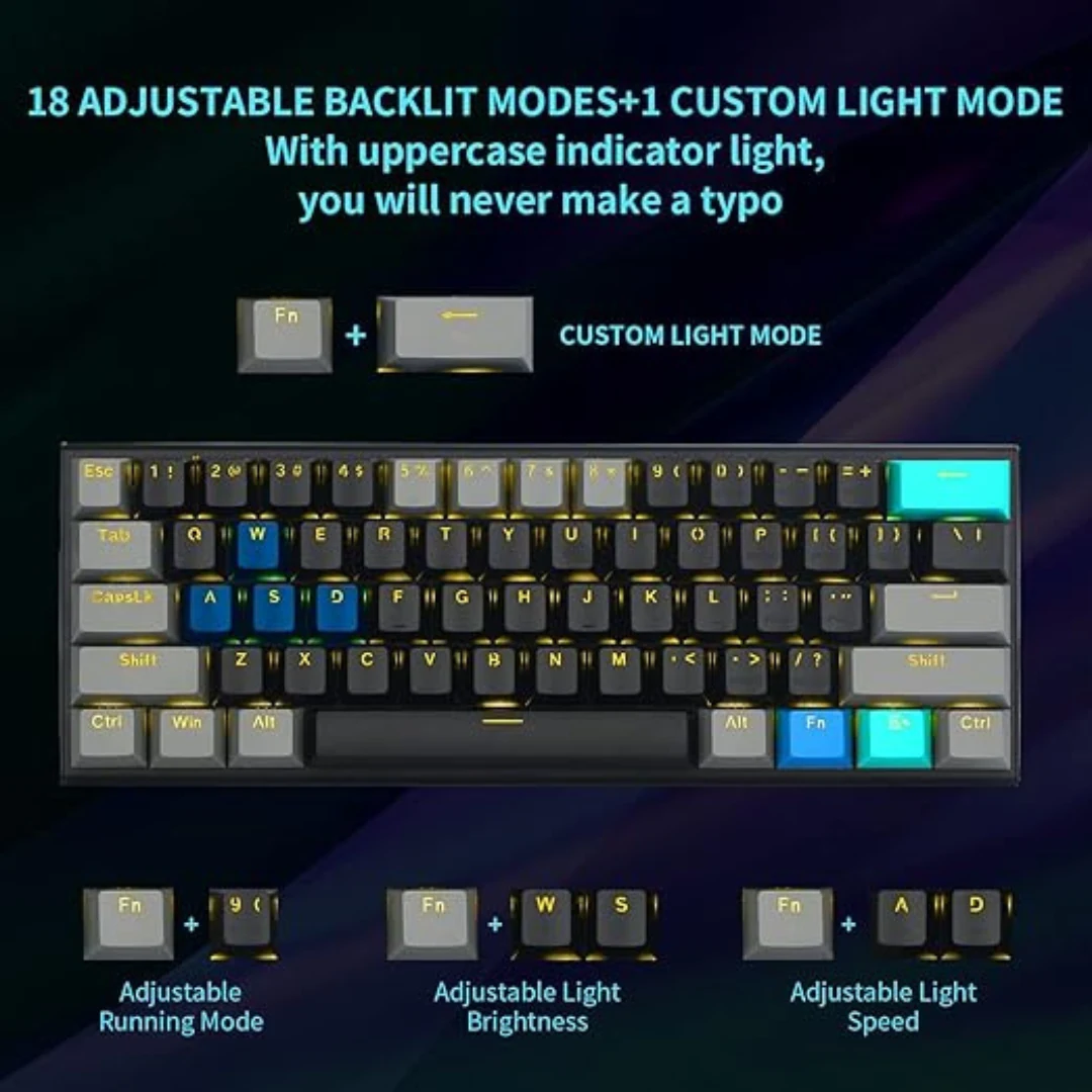 E-YOOSO Z-11 60% Mechanical Keyboard 61 Keys, Blue, brown, red Switch Compact Keyboard - Image 2