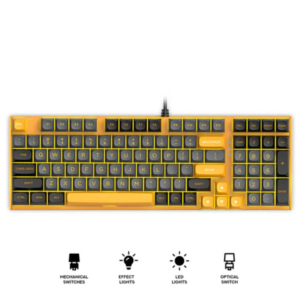 E-YOOSO Z-7222 LED Wired Hot-Swappable Mechanical Keyboard Black/Yellow - Image 2
