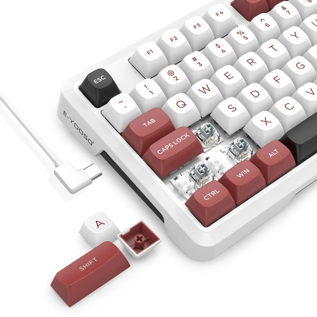 E-YOOSO Z-82 RGB 81-Keys Wired Hot-Swappable Mechanical Keyboard White/Red/Black - Image 9