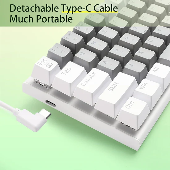 E-YOOSO Z-87 Yellow Single Light 87 Keys Wired Mechanical Keyboard Grey/White - Image 8