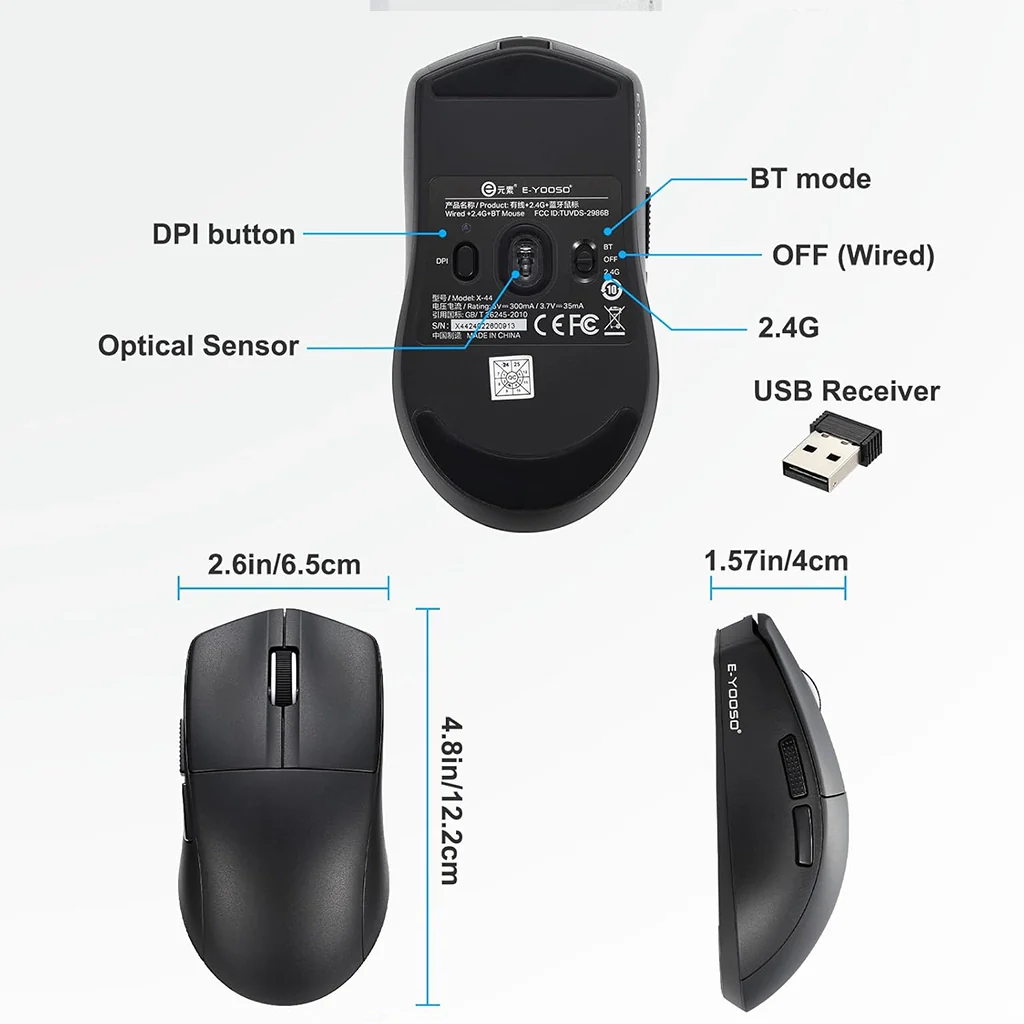 E-YOOSO X-44 Black 1K Wireless 26000 DPI Gaming Mouse - Image 6
